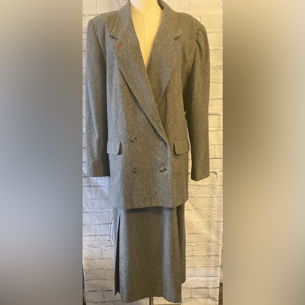 TOGETHER Women’s 2 PC Suit Gray Speckled Wool Blend Tweed  Size 14 - Picture 7 of 16